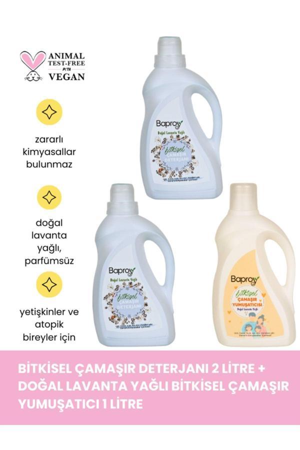 Baproy Bitkisel Çamaşır Deterjanı 2 Lt + Bitkisel Çamaşır Yumuşatıcısı Doğal Lavanta Yağlı 1 Lt - Image 1