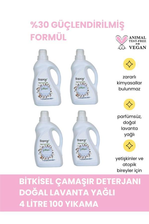 Baproy Bitkisel Çamaşır Detarjanı Doğal Lavanta Kokulu 4 Litre %30 Güçlendirilmiş Formül (100 Yıkama) - Image 1