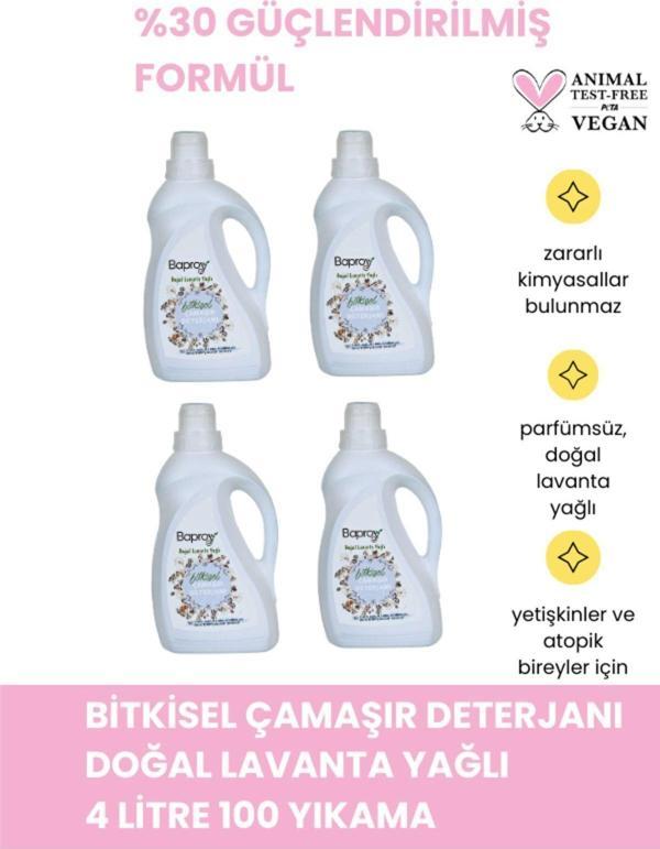 Baproy Bitkisel Çamaşır Detarjanı Doğal Lavanta Kokulu 4 Litre %30 Güçlendirilmiş Formül (100 Yıkama) - Image 1