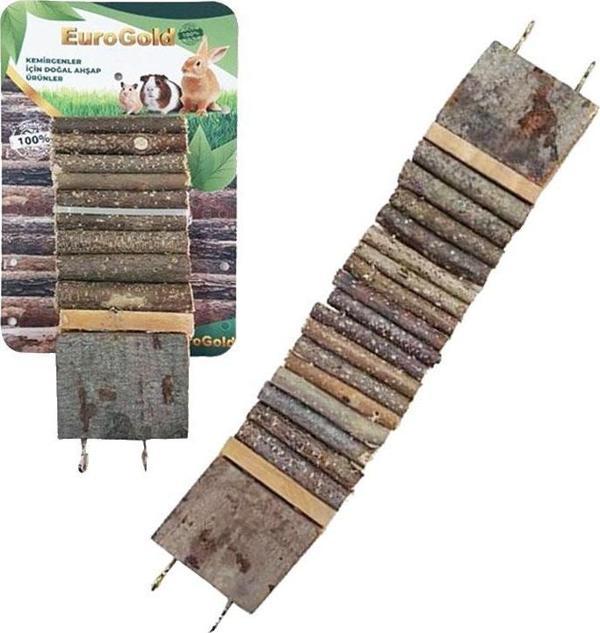 EuroGold Doğal Ahşap Kemirgen Merdiveni Çift Platformlu 7x35cm - Image 1