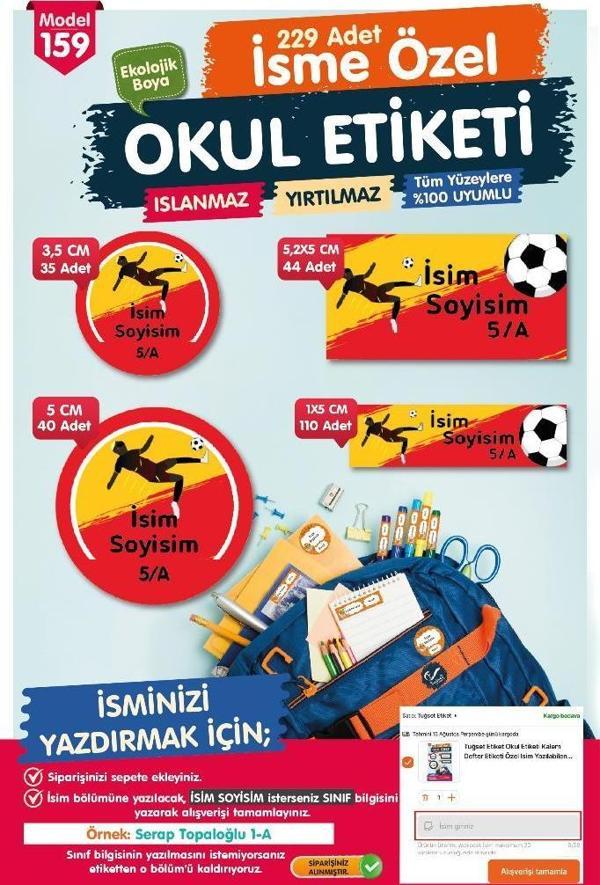 Okul Etiketi Kalem Defter Etiketi Özel İsim Yazılabilen Etiket Seti - İsimli  Etiket OE159-T1482-OE159 - Image 1
