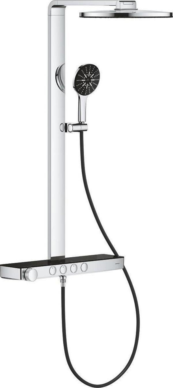 Grohe Rainshower Aqua Pure Duvara Monte Termostatik Bataryalı Duş Sistemi Siyah/Krom - 100964KI00 - Image 1