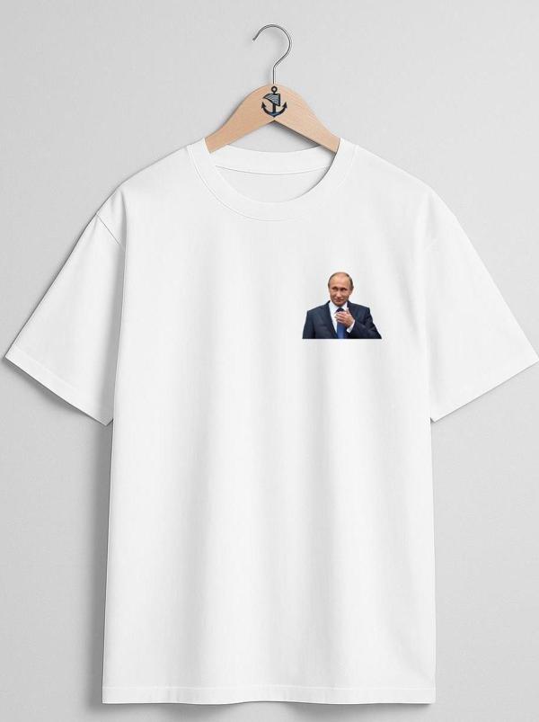 Oversize Vladimir Putin Cep Tasarımlı Unisex T-Shirt - Image 1