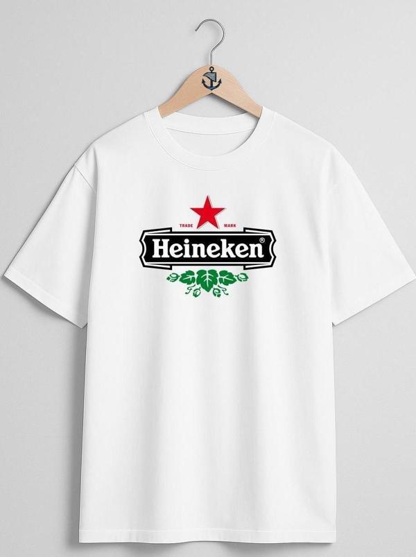 Oversize Heineken Logo, Heineken International Bee Göğüs Tasarımlı Unisex T-Shirt - Image 1