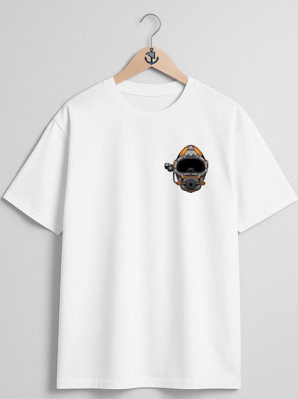 Oversize Dalgıç Başlığı - Diving Helmet Cep Tasarımlı Unisex T-Shirt - Image 1