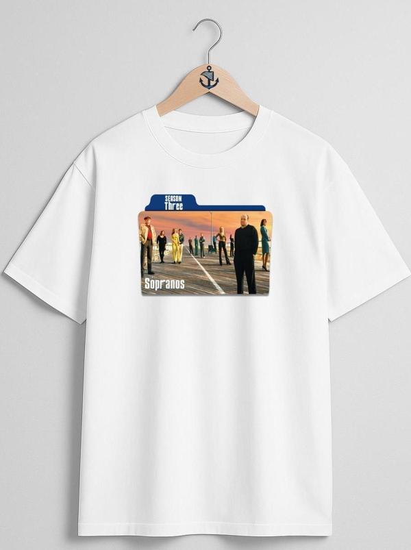 Oversize The Sopranos Seaoson Three Göğüs Tasarımlı Unisex T-Shirt - Image 1