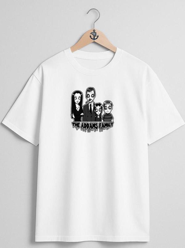 Oversize The Addams Family Göğüs Tasarımlı Unisex T-Shirt - Image 1