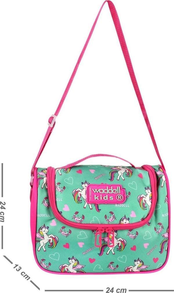Waddell Lisanslı Fuşya- Su Yeşili Unicorn Desenli Termal Beslenme Çantası 1019 - Image 1