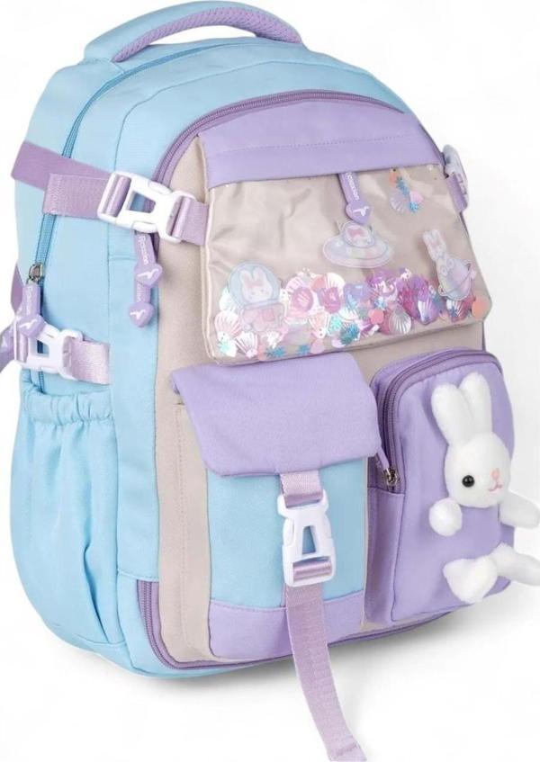 Relaxion 1460 Açık Mavi Lila İthal Kore Tarzı Unisex Çocuk İlkokul Sırt Çantası - Image 1