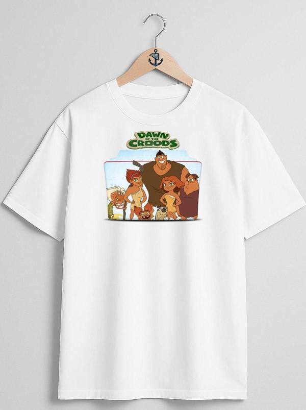 Oversize Dawn Of The Croods Göğüs Tasarımlı Unisex T-Shirt - Image 1