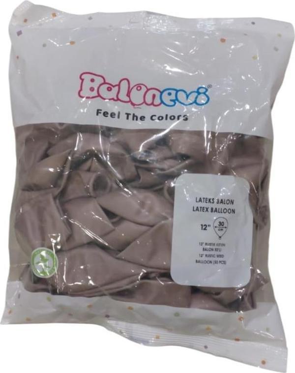 Balonevi Balon 12" Rustik Keten (50 Li Paket) - Image 1