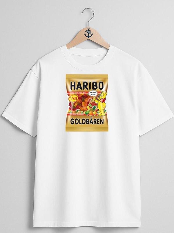 Oversize Haribo Şeker Göğüs Tasarımlı Unisex T-Shirt - Image 1