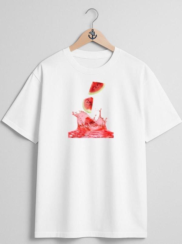 Oversize Karpuz Ferahlatıcı Göğüs Tasarımlı Unisex T-Shirt - Image 1