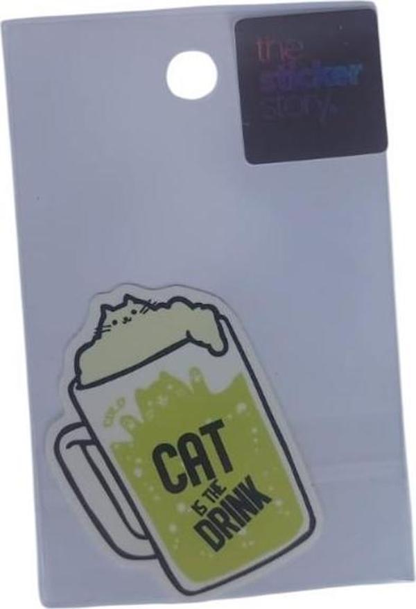 Ekstrafix Yapışkanlı Sudan Etkilenmeyen Sticker The Sticker Story Cat Drink Tss0084 (1 Adet) - Image 1