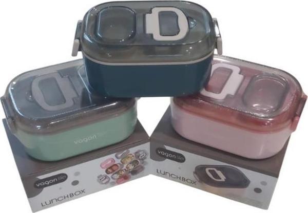 Vagon Karma Çelik Lunch Box Beslenme Kutusu 550 Ml Xc-7084 (Karışık Renk 1 Adet) - Image 1