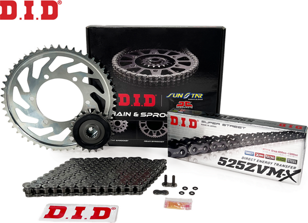 ZİNCİR DİŞLİ SETİ APRILIA TUONO R 1000cc ZİNCİR: DID-525ZVM-X Çelik-108 ÖN DİŞLİ: JT 17T ARKA DİŞLİ: SUNSTAR 42T 2002-20 - Image 1