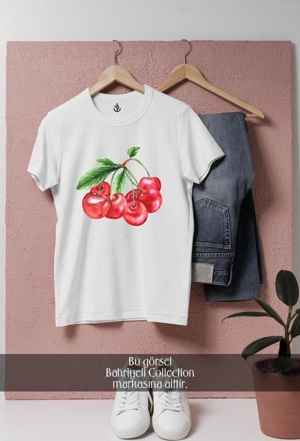 Oversize Double Cherry Kiraz  Tasarımlı Unisex T-Shirt - Image 1