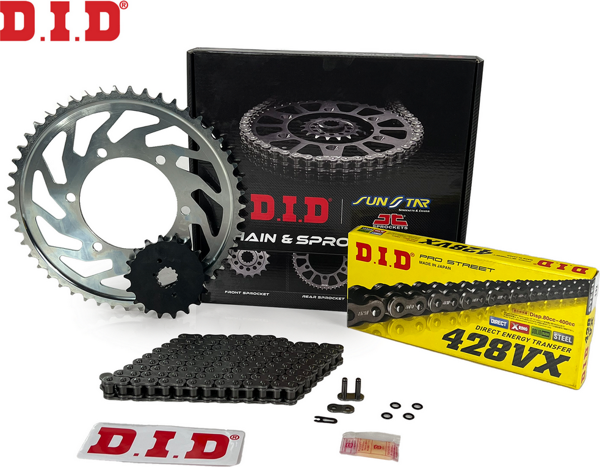ZİNCİR DİŞLİ SETİ SUZUKI GSX-S 125cc ZİNCİR: DID-428VX Çelik-122 ÖN-ARKA DİŞLİ: JT 14T-45T 2017-2024 - Image 1