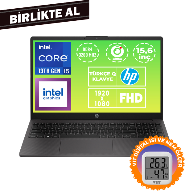 HP 250 G10 i5-1335U 16GB 512GB SSD 15.6" FHD Freedos + VIT Termometre 9G1E4ET 023 - Image 1
