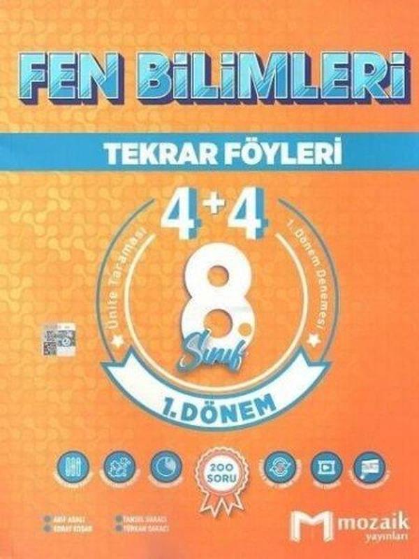 8.Sınıf LGS 1.Dönem Fen Bilimleri 4+4 Tekrar Föyleri - 2023 Özel Baskı - Mozaik - Ders Kitapları - Image 1
