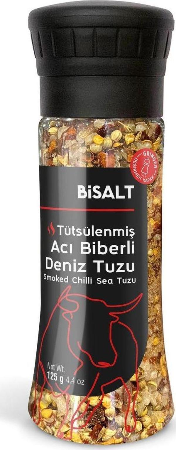 Bisalt Tütsülenmiş Acı Biberli Deniz Tuzu Değirmen 125 G - Image 1