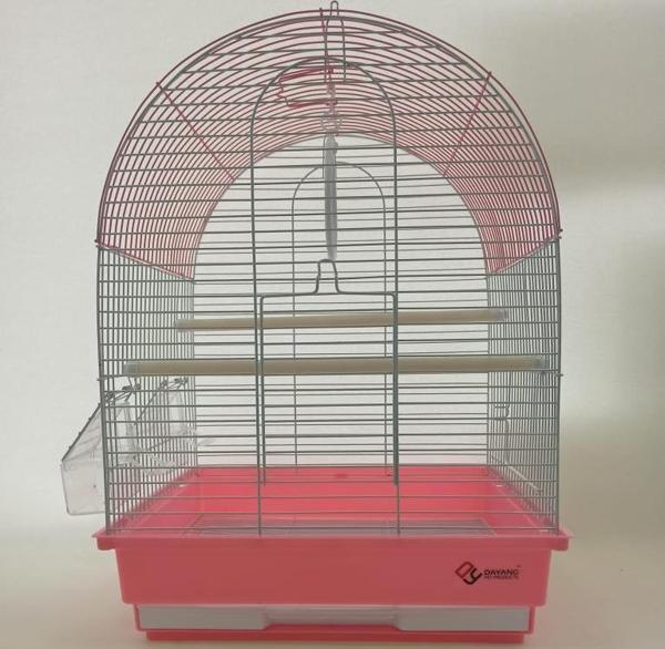 Dayang 2 Kapılı Davul Kuş Kafes 35x28x46 cm Pembe  - Image 1