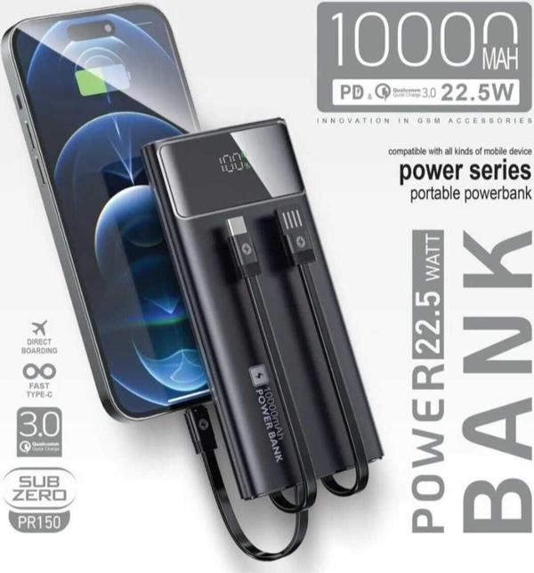 Game Fruy Subzero Pr150 10.000 Mah Kablolu Led Ekranlı 22.5W Hızlı Powerbank - Image 1