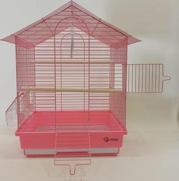 Dayang İki Kapılı Çatılı Kuş Kafesi 35x28x46 Pembe - Image 1