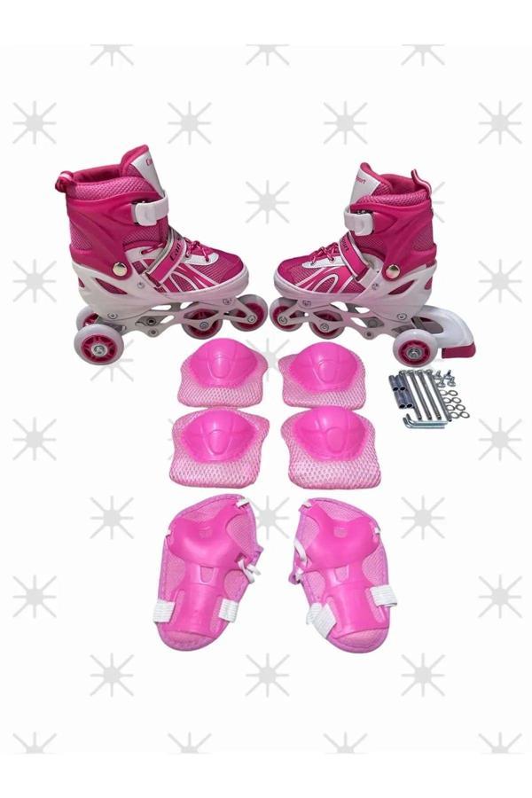 Gomax Pembe Ayarlanabilir Işıklı Alıştırma Pateni Dizlik Ve Kolluk Setli - Image 1
