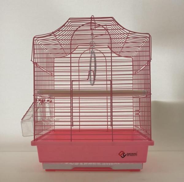 Dayang iki Kapılı Kubbeli Kuş Kafes 29x22x38 cm Pembe - Image 1