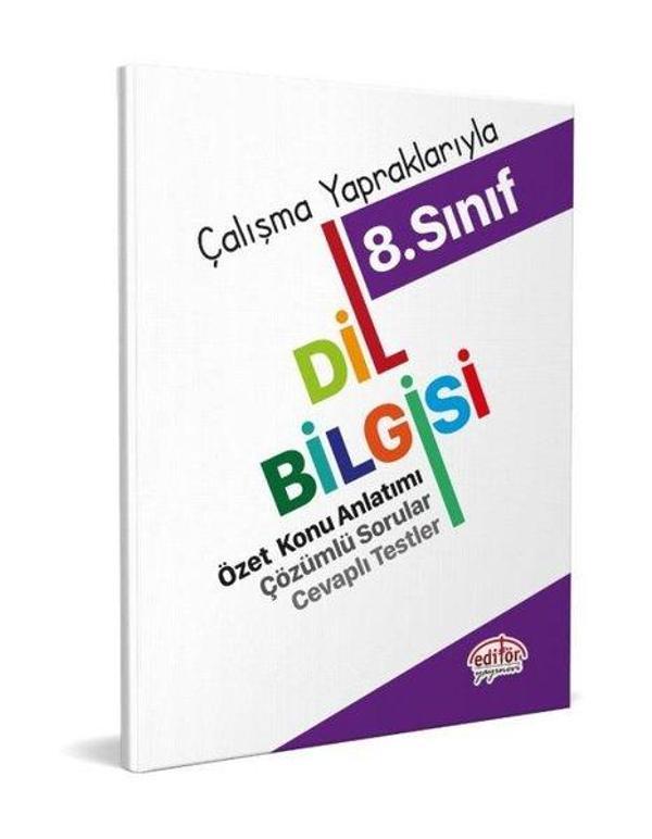 8.Sınıf Dil Bilgisi Özet Konu Anlatımı Çözümlü Sorular Cevaplı Testler - Çalışma Yapraklarıyla - Editör - Image 1