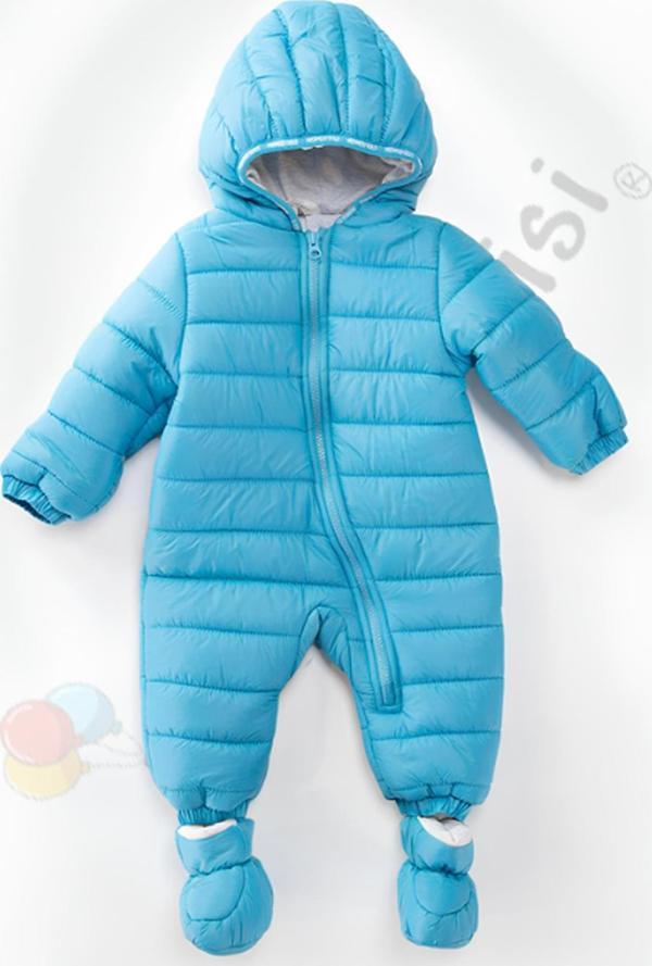 Fermuarlı Astarlı Patikli Kapüşonlu Eldivenli Kışlık Erkek Kız Bebek Astronot Tulum Kozmonot Mont - Image 1