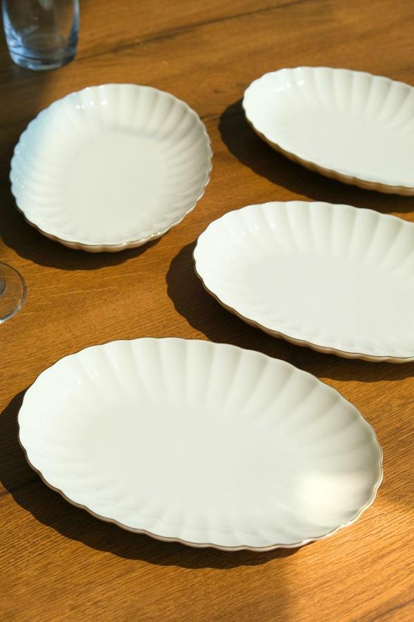 Kütahya Porselen Bone Luz Altın File Kayık Tabak 27x19cm BNLZF28KY20 4 lü - Image 1