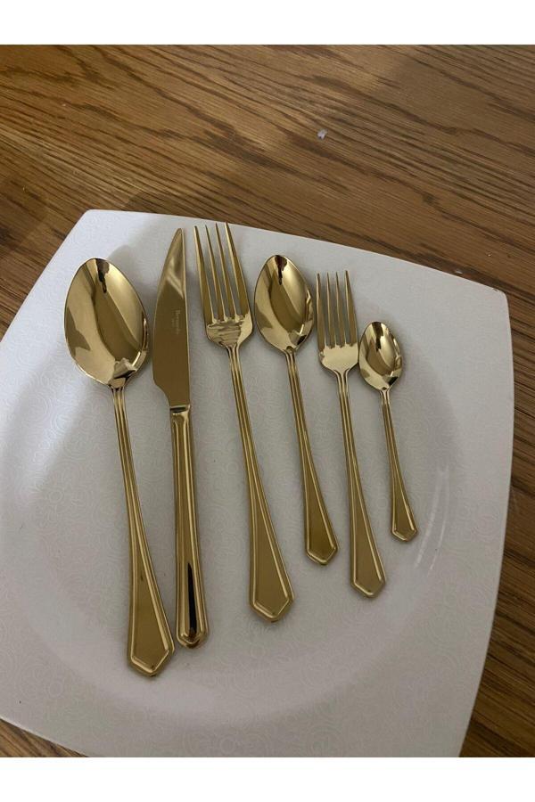 Victoria Titanyum Gold 6 Kişilik 36 Parça Çatal Kaşık Bıçak Takımı - Image 1