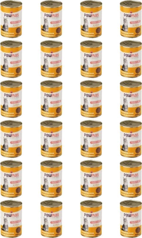 Pawmas Tavuklu Ciğerli Yetişkin Kedi Konservesi 400 grX24Adet - Image 1