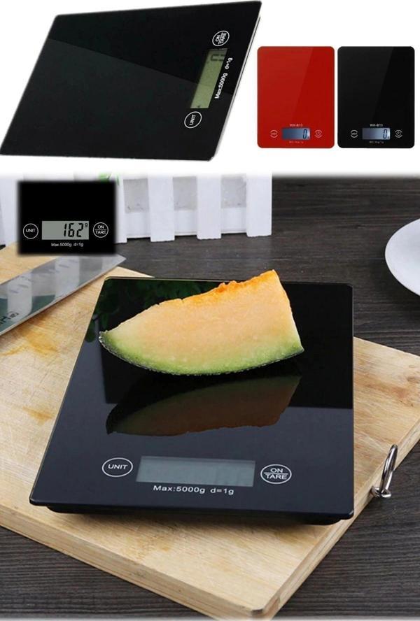Dijital Mutfak Tartısı - 5 Kg Kapasite, 1 Gram Hassasiyet, Şık Siyah Cam Tasarım - Image 1