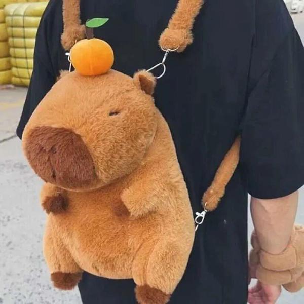Capybara Peluş Çanta Sevimli Yumuşak Sırt Çantası 30cm  - Image 1