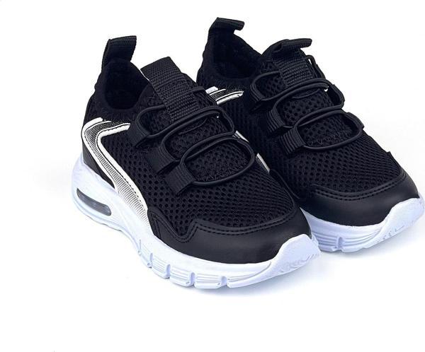 Unisex Bebe Siyah Beyaz Işıklı Bağcıksız Rahat Kalıp Sneaker Spor Ayakkabı - Image 1