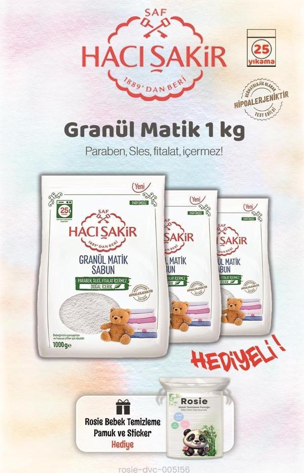 3 Adet 1 Kg Granül Matik Çamaşır Deterjanı ve Rosie - Image 1
