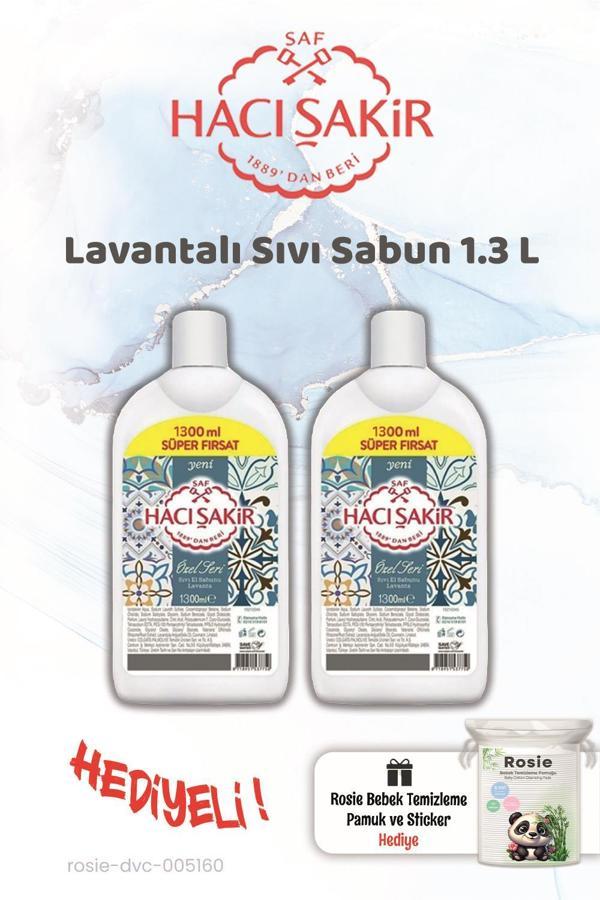 Hacı Şakir 1300 ml Lavanta Sıvı Sabun 2 adet ve Rosie Hediye - Image 1