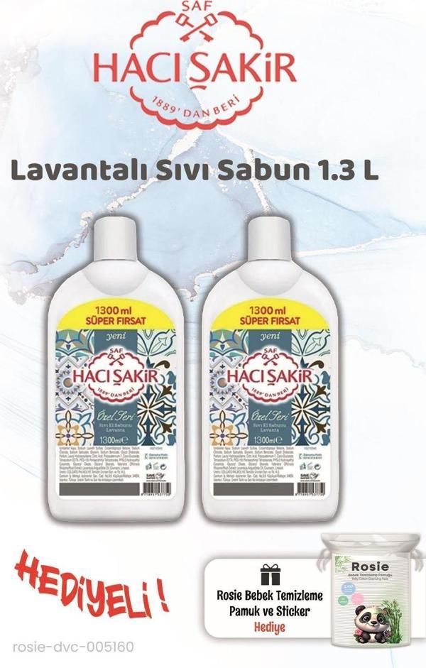 Hacı Şakir 1300 ml Lavanta Sıvı Sabun 2 adet ve Rosie Hediye - Image 1