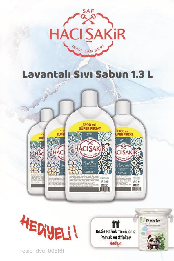 Hacı Şakir 1300 ml 4'lü Lavanta Sıvı Sabun ve Rosie Hediye - Image 1