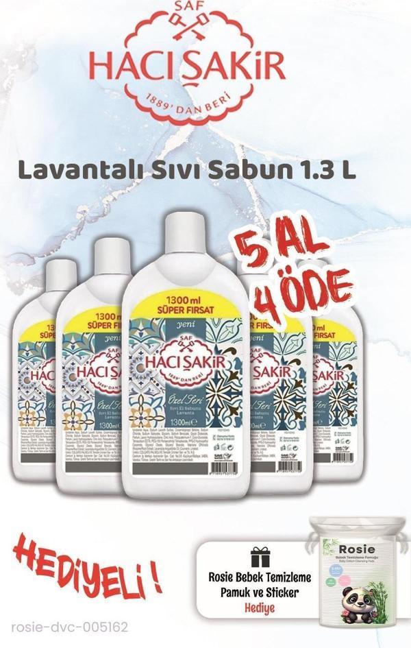 5 AL 4 ÖDE Hacı Şakir 1300 ml Lavanta Sıvı Sabun ve Rosie Hediye - Image 1