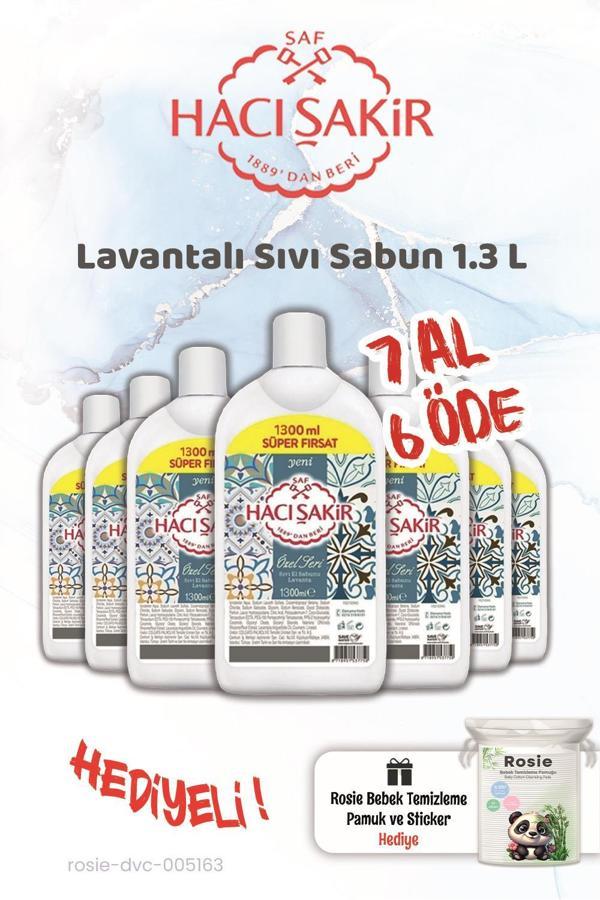 Hacı Şakir 7 AL 6 ÖDE 1300 ml Lavanta Sıvı Sabun ve Rosie Hediye - Image 1