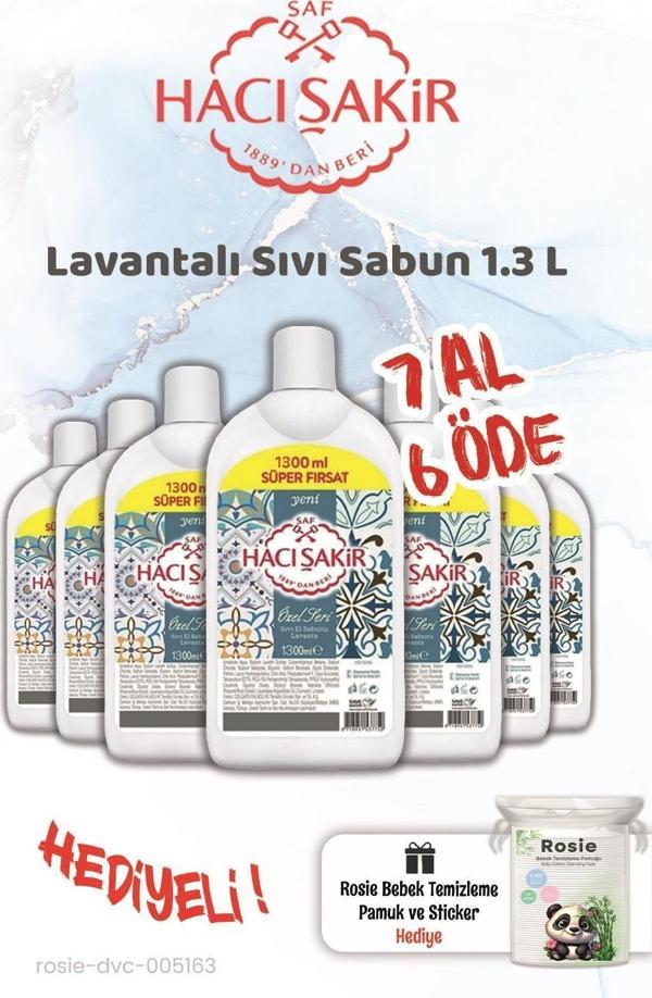 Hacı Şakir 7 AL 6 ÖDE 1300 ml Lavanta Sıvı Sabun ve Rosie Hediye - Image 1