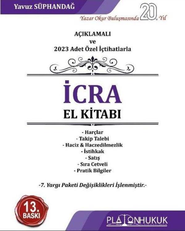 İcra El Kitabı - Açıklamalı ve 2023 Adet Özel İçtihatlarla - Platon Hukuk Yayınevi - Image 1