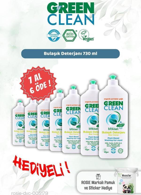 Green Clean Elde Bulaşık Det. 730 ml 7 AL 6 ÖDE ve Rosie Hediye - Image 1