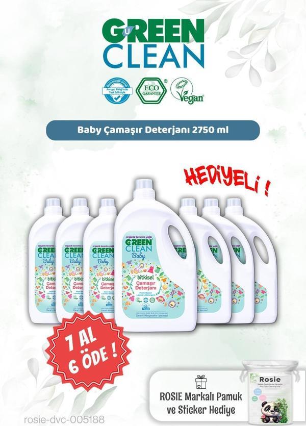 Green Clean 2750 ml Baby Çamaşır Deterjanı 7 AL 6 ÖDE ve Rosie Hediye - Image 1