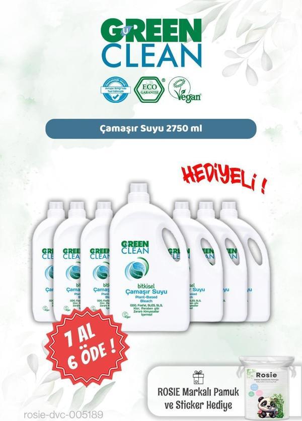Green Clean 2750 ml Çamaşır Suyu 7 AL 6 ÖDE ve Rosie Hediye - Image 1
