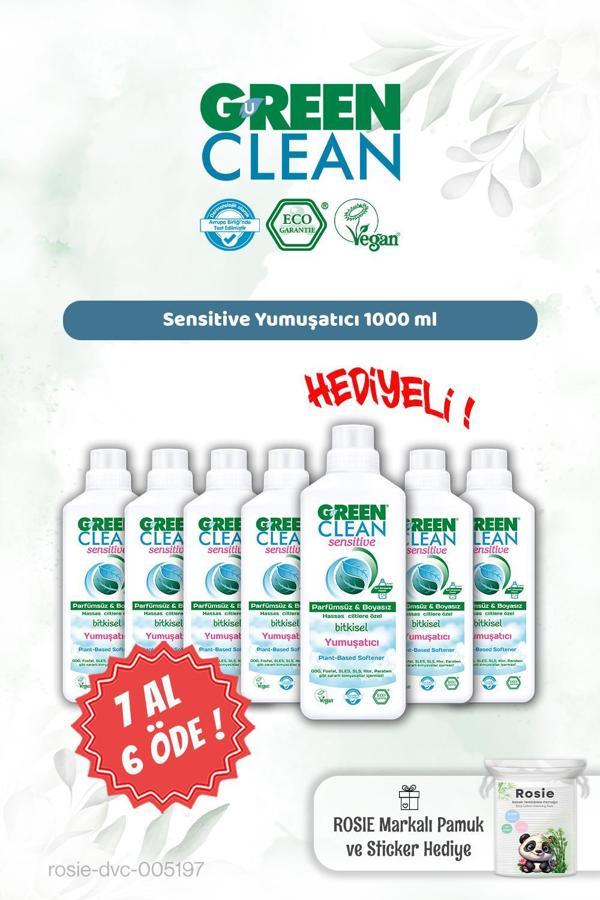 Green Clean Sensitive Yumuşatıcı 1000 ml 7 AL 6 ÖDE ve Rosie Hediye - Image 1